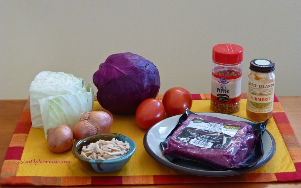 Ingredients for Paleo Cabbage with Beef